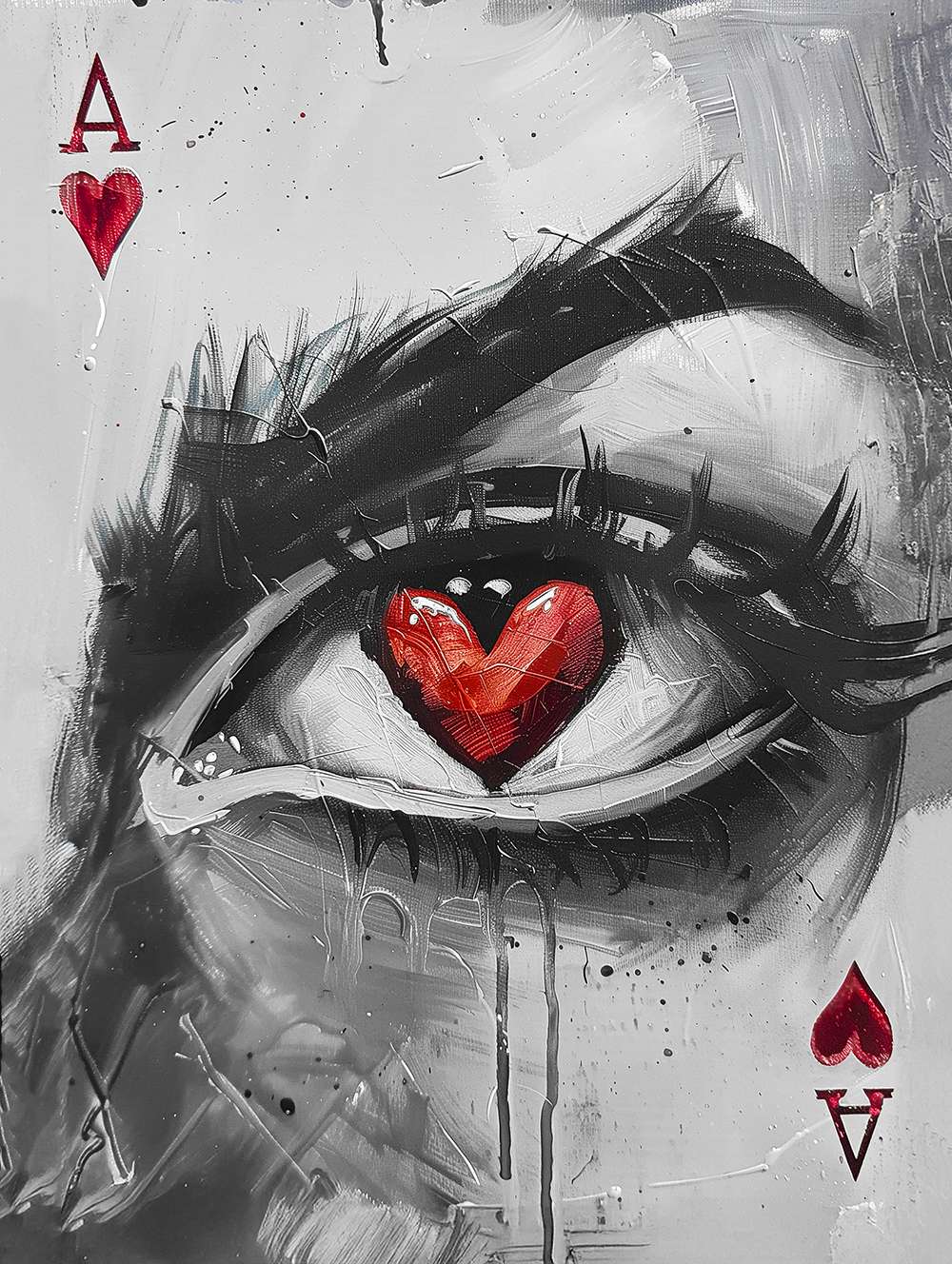 Scribble art of woman holding broken heart in cupped hands, image size:1000x1328