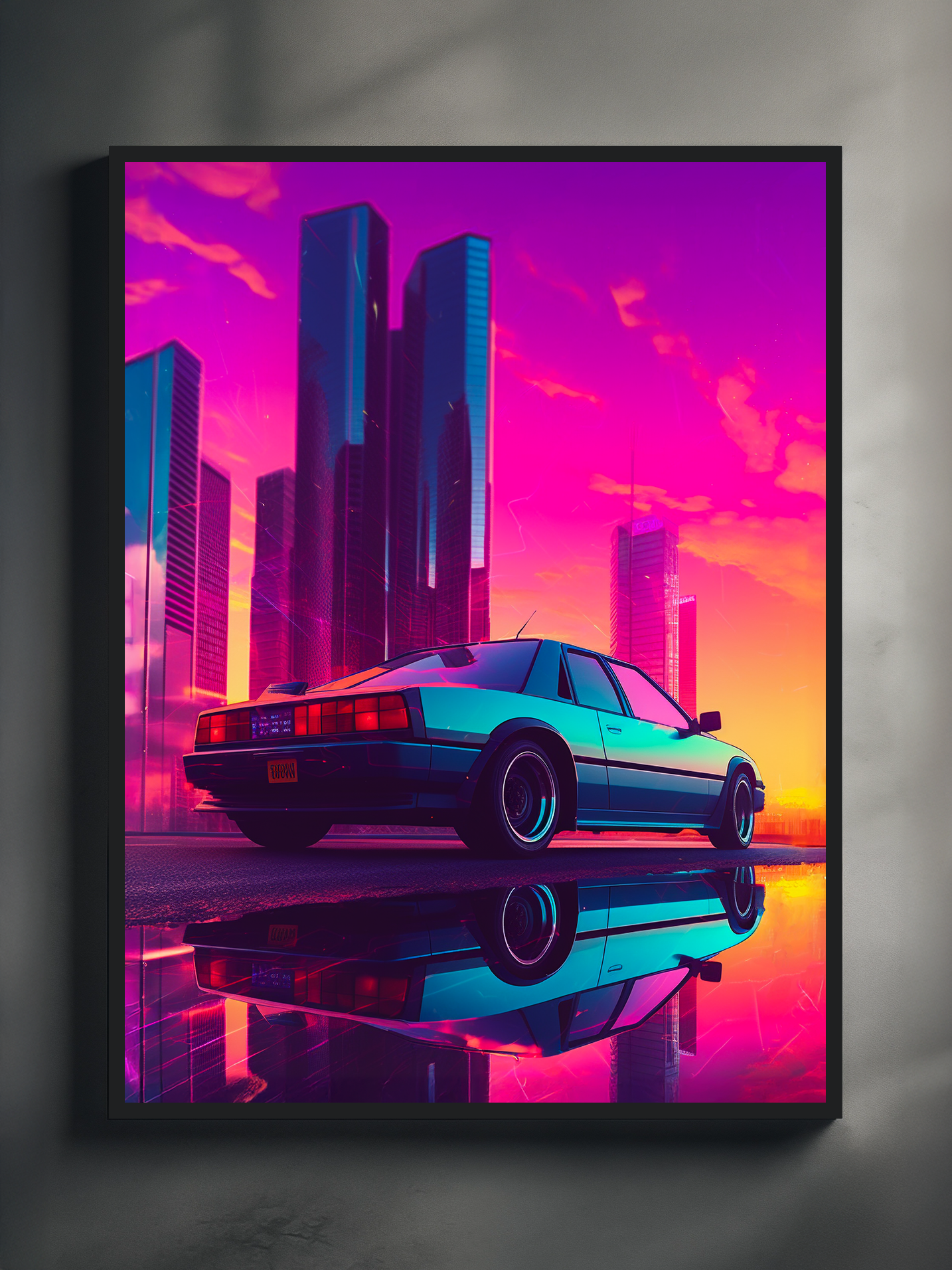 アート・デザイン・音楽 Poster Art of Cars Skyline Chaser Cyberpunk Car Poster – Neon City Wall Art