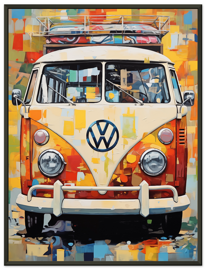 Colorful VW Bus, Palette Knife Textured Painting