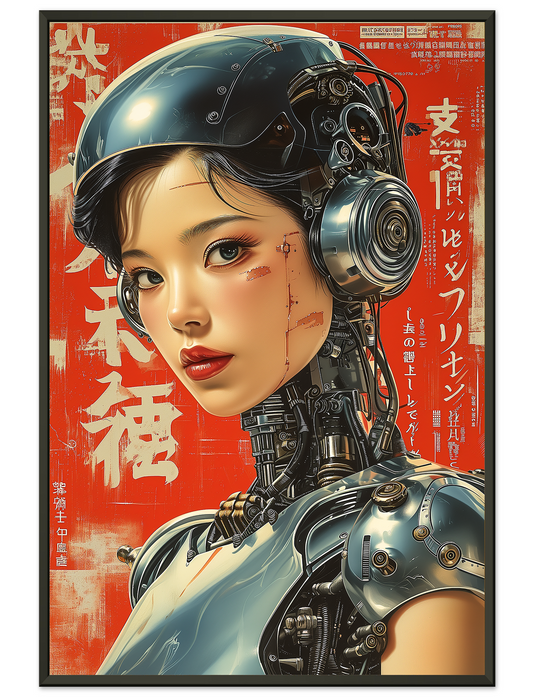 Japanese Pulp Poster Of A Retro Bionic Asian Woman