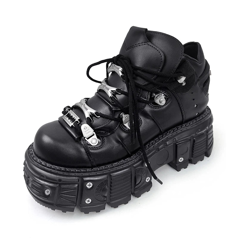 Gothic Buckle Platform Boots