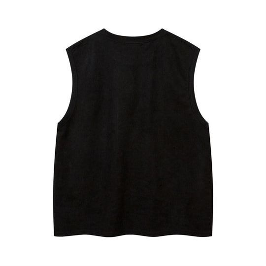 Hip Hop Tank Tops Men Suede Print Sleeveless T-Shirt Streetwear American Punk Y2K Harajuku Fashion Summer Vests Mens Clothing