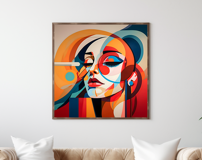 Dreaming Colorful Abstract Woman, Calm Meditation Wall Art