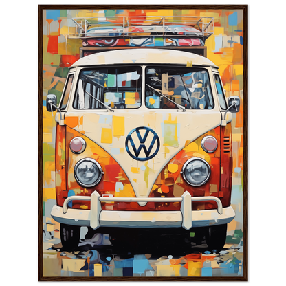 Colorful VW Bus, Palette Knife Textured Painting