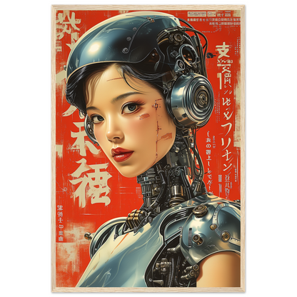 Japanese Pulp Poster Of A Retro Bionic Asian Woman