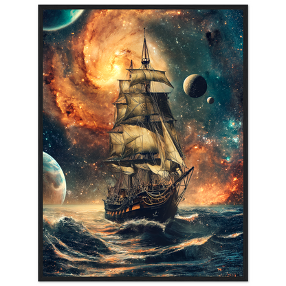 Space Pirate Ship, Vintage Sailing Boat On The Sea