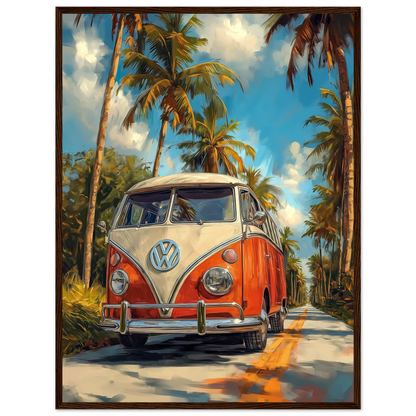 VW Camper With Palm Trees, Palette Knife Textured Painting