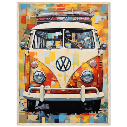 Colorful VW Bus, Palette Knife Textured Painting