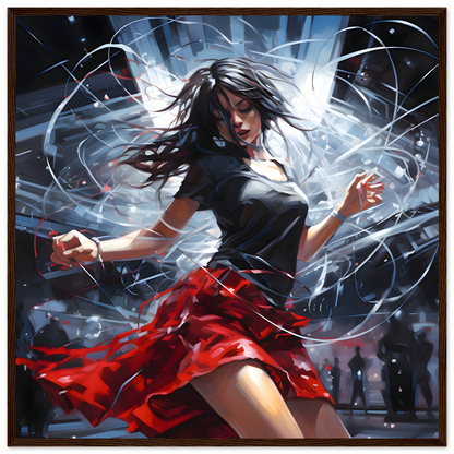 Girl on Dance Floor, Woman Dancing Abstract Painting Techno Club Poster