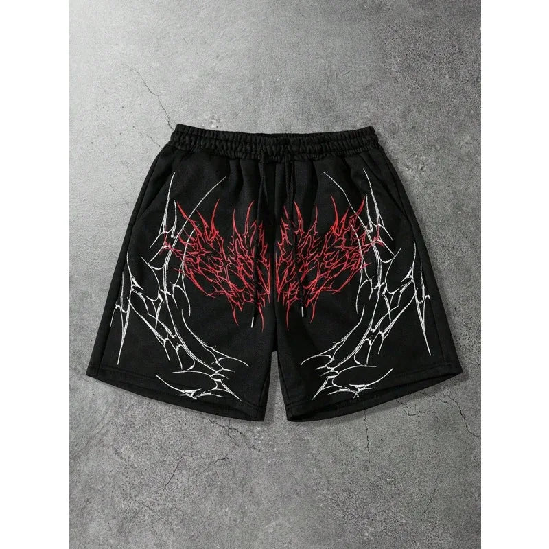 American Fashion Men'S Dark Gothic Style Casual Street Style Sports Men'S Sports Leisure Fitness Shorts Summer New Unisex Style
