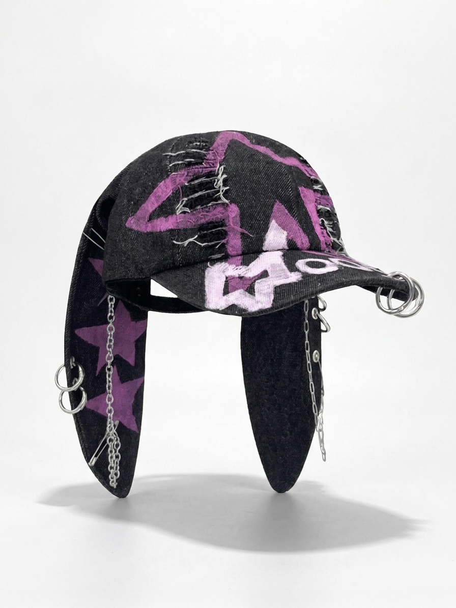 Purple Chain Rabbit Cap