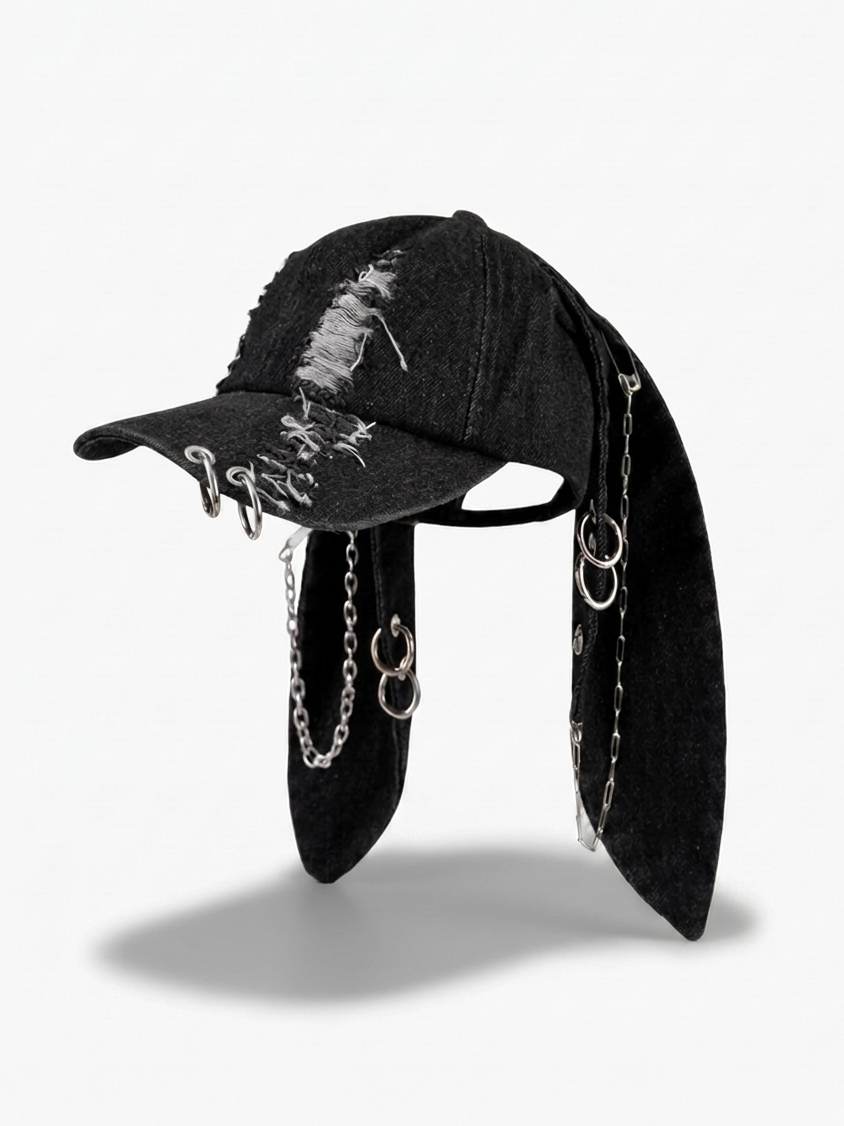 Distressed Chain Rabbit Cap