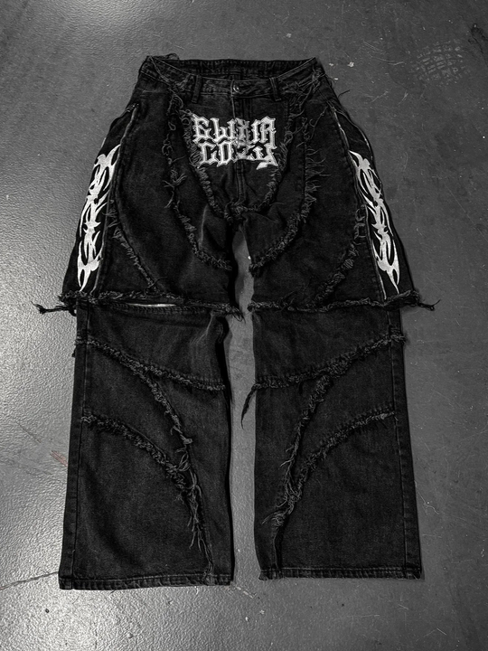 Distressed Patchwork Jeans