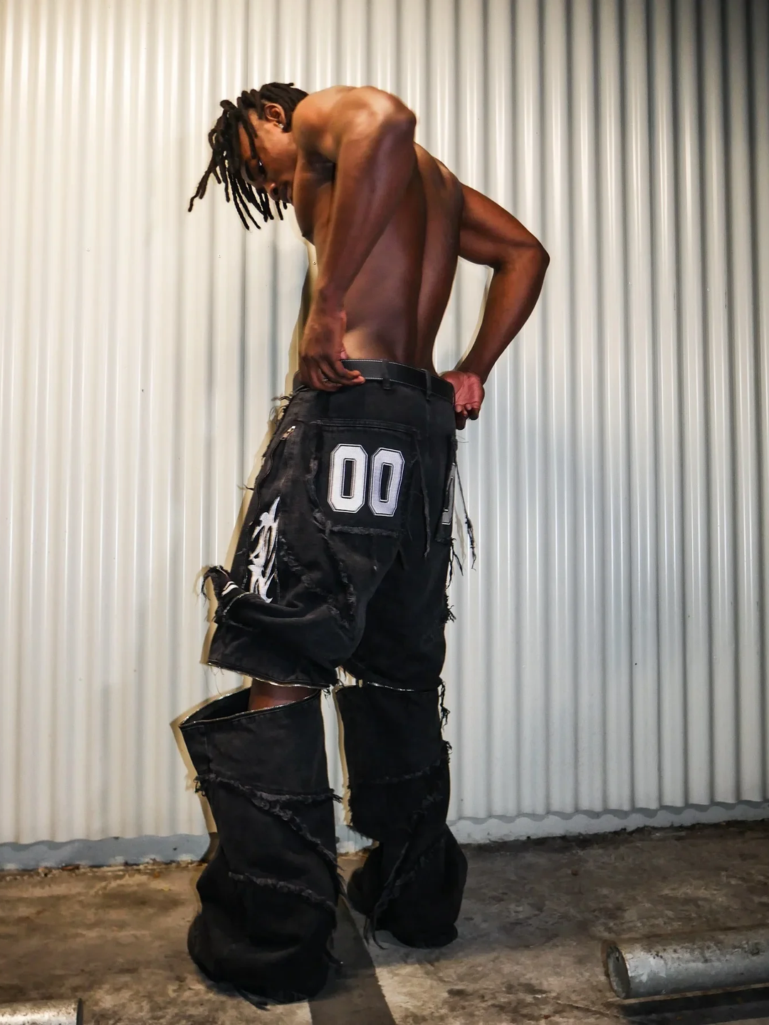 Distressed Patchwork Jeans