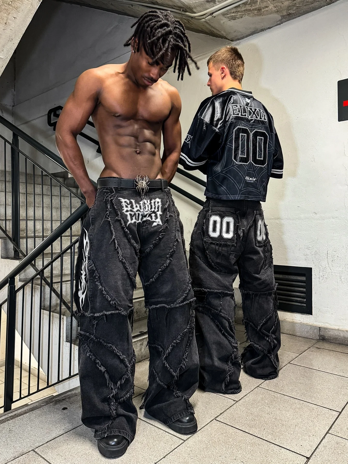 Distressed Patchwork Jeans
