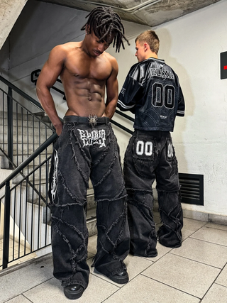 Distressed Patchwork Jeans
