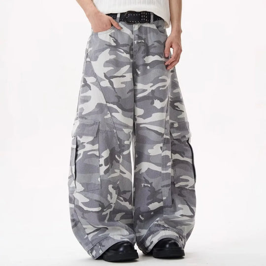 Camo Men'S Baggy Jeans American Style Y2K Denim Pants Wide Leg Office-To-Street Trousers Outdoor Streetwear Hip-Hop Pants