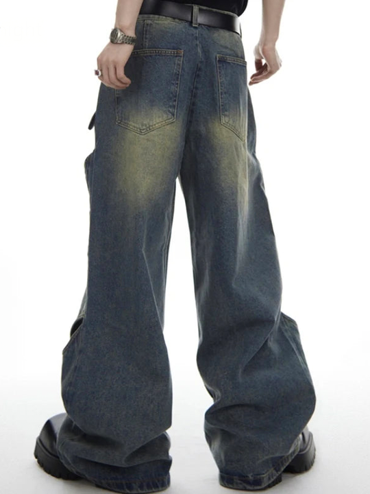 AconaStudio Distressed Wide Leg Jeans – washed denim, distressed detailing