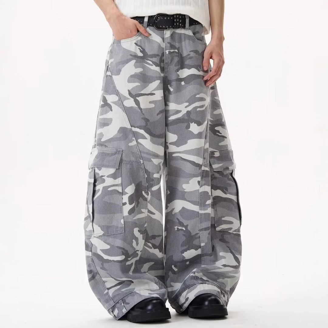 Camo Men'S Baggy Jeans American Style Y2K Denim Pants Wide Leg Office-To-Street Trousers Outdoor Streetwear Hip-Hop Pants
