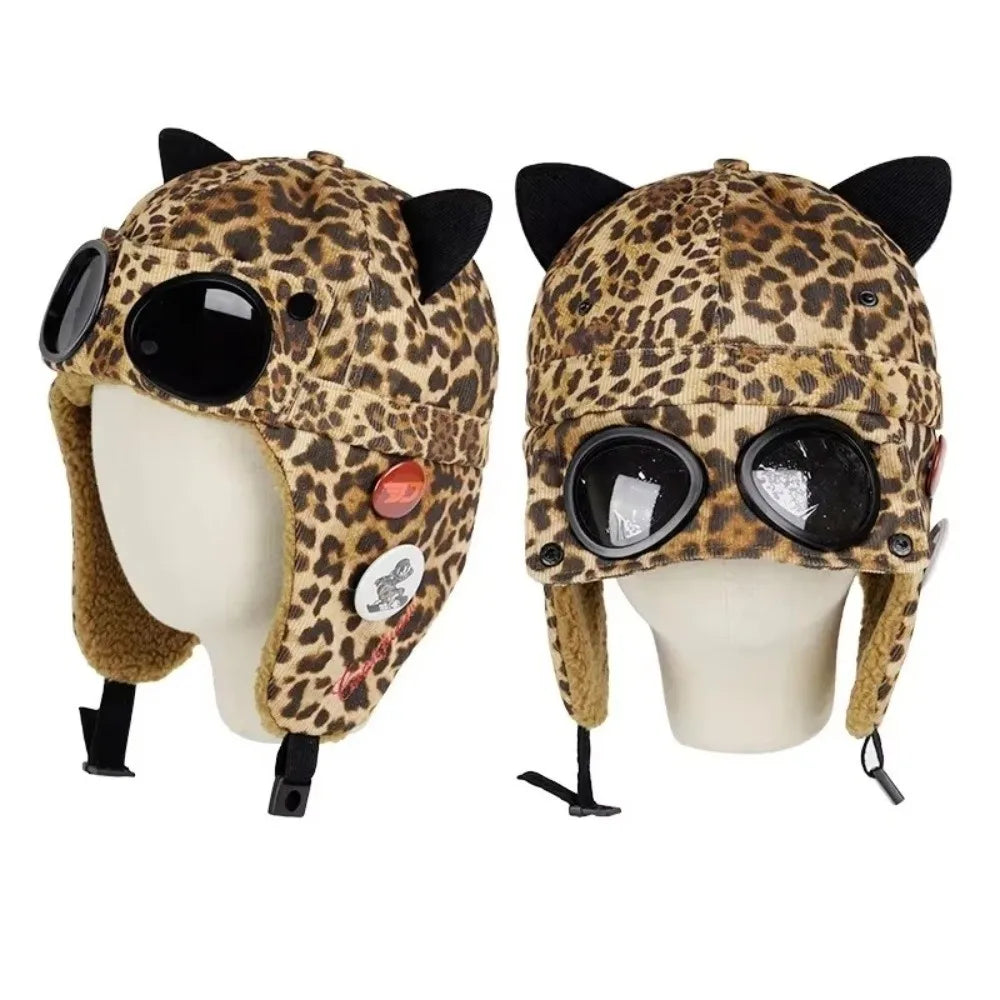 AconaStudio Fleece Pilot Bomber Hat – fleece-lined, cat-ear detailing