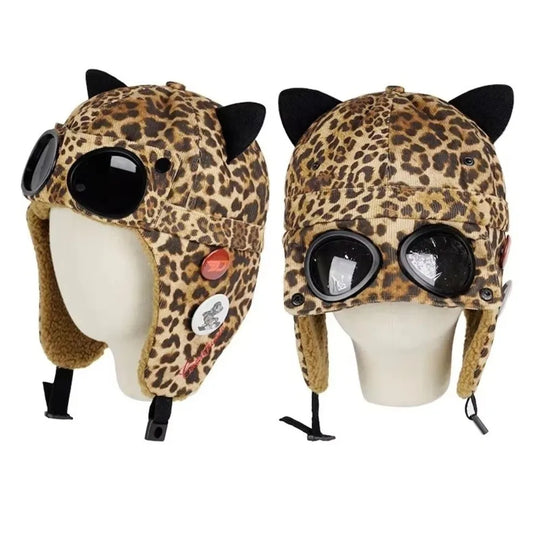 AconaStudio Fleece Pilot Bomber Hat – fleece-lined, cat-ear detailing