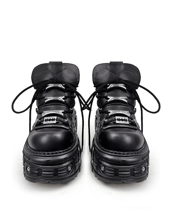 AconaStudio Gothic Buckle Platform Boots – chunky platform, metal hardware