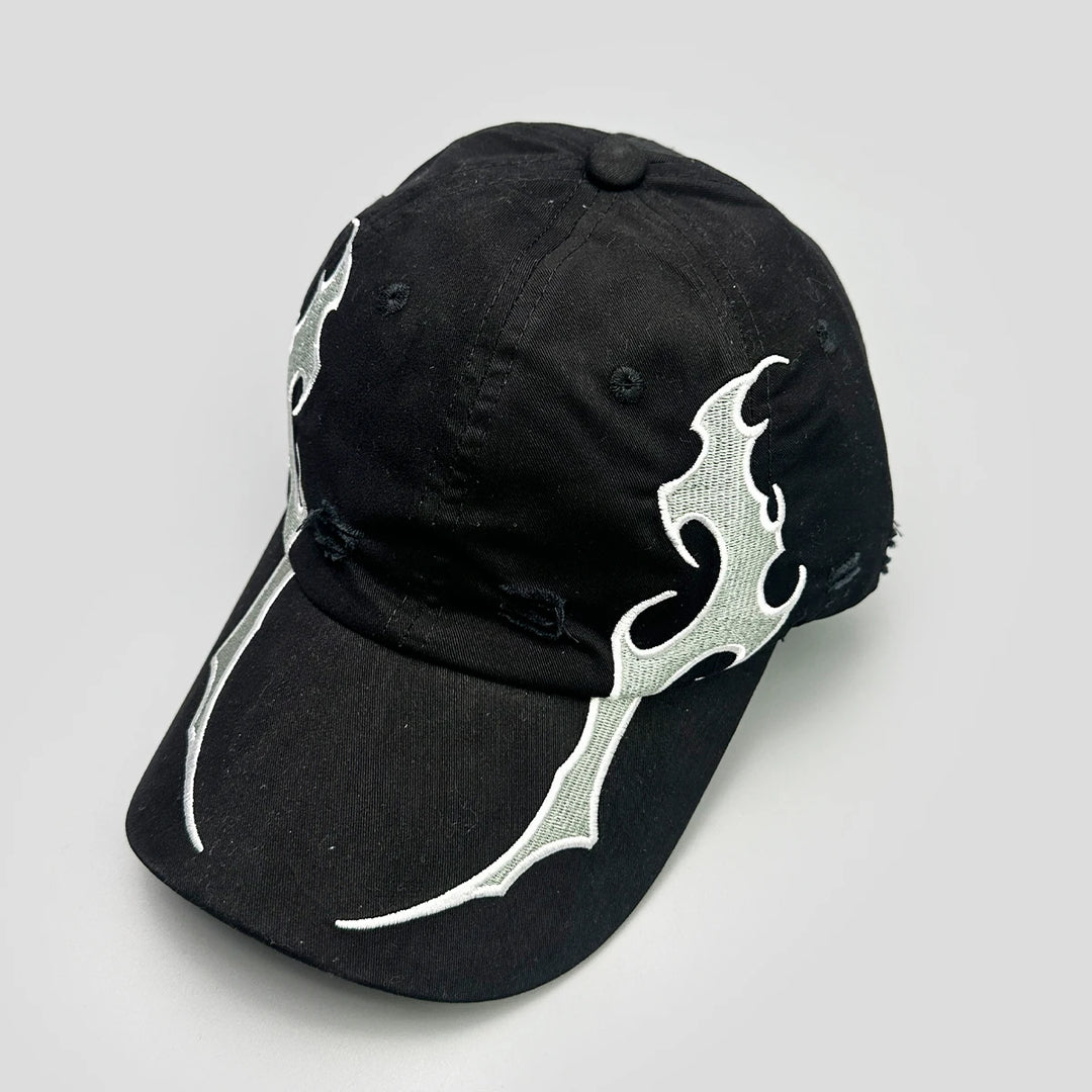 American Embroidered Flame Double-Edged Blade Baseball Hats New Men Women Sunshade Personal Versatile Niche Fashion Peaked Caps