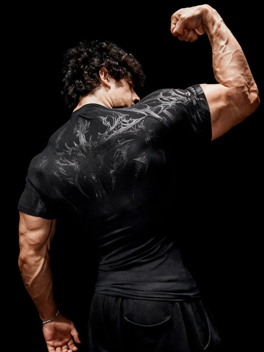 Gothic Battle Axe Short Sleeved Men'S Quick Drying Stretch Fitness Suit for Summer Sports with Tight Compression Cuffs T-Shirt