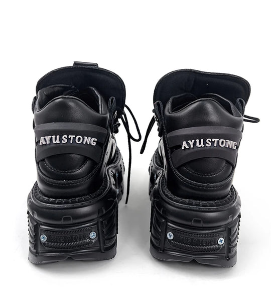 AconaStudio Gothic Buckle Platform Boots – chunky platform, metal hardware