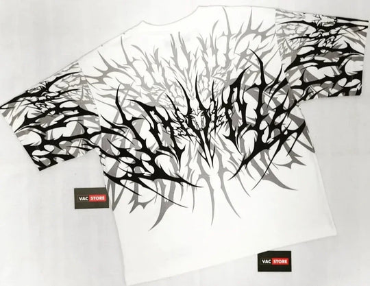 Cyberpunk Gothic T Shirt Edgy Thorn Texture Print Pure Cotton Streetwear Fashion Graphic Tee Urban Style Comfortable Fit