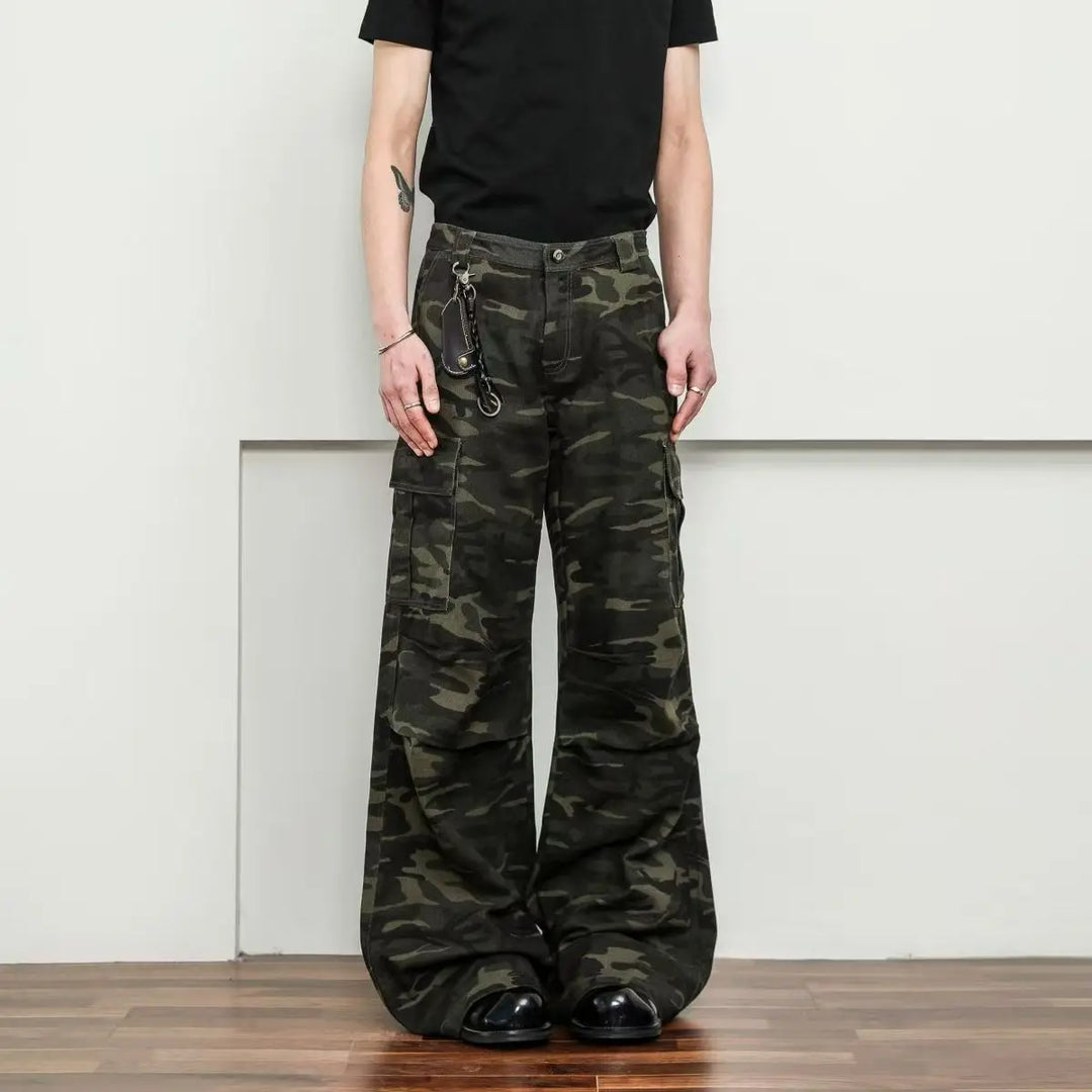 Camo Men'S Baggy Jeans American Style Y2K Denim Pants Wide Leg Office-To-Street Trousers Outdoor Streetwear Hip-Hop Pants