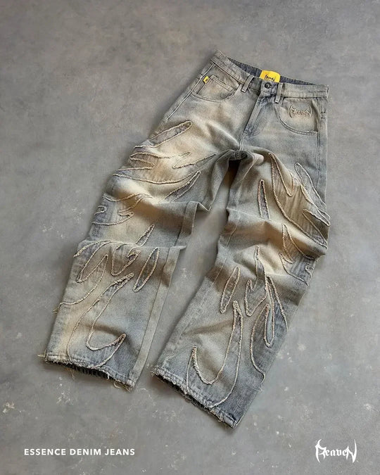 Elixir X Cozy Detachable Jeans Retro Punk Streetwear Ziipper Patchwork Stripe Denim Pants Men Black Baggy Hip Hop Splicing Jeans