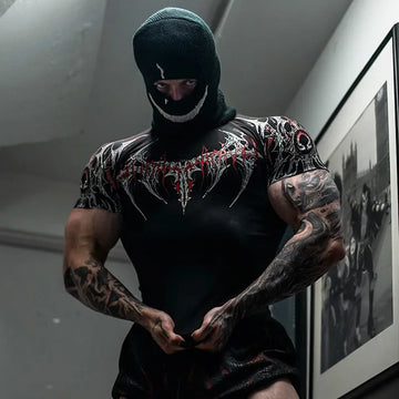 Gothic Battle Axe Short Sleeved Men'S Quick Drying Stretch Fitness Suit for Summer Sports with Tight Compression Cuffs T-Shirt