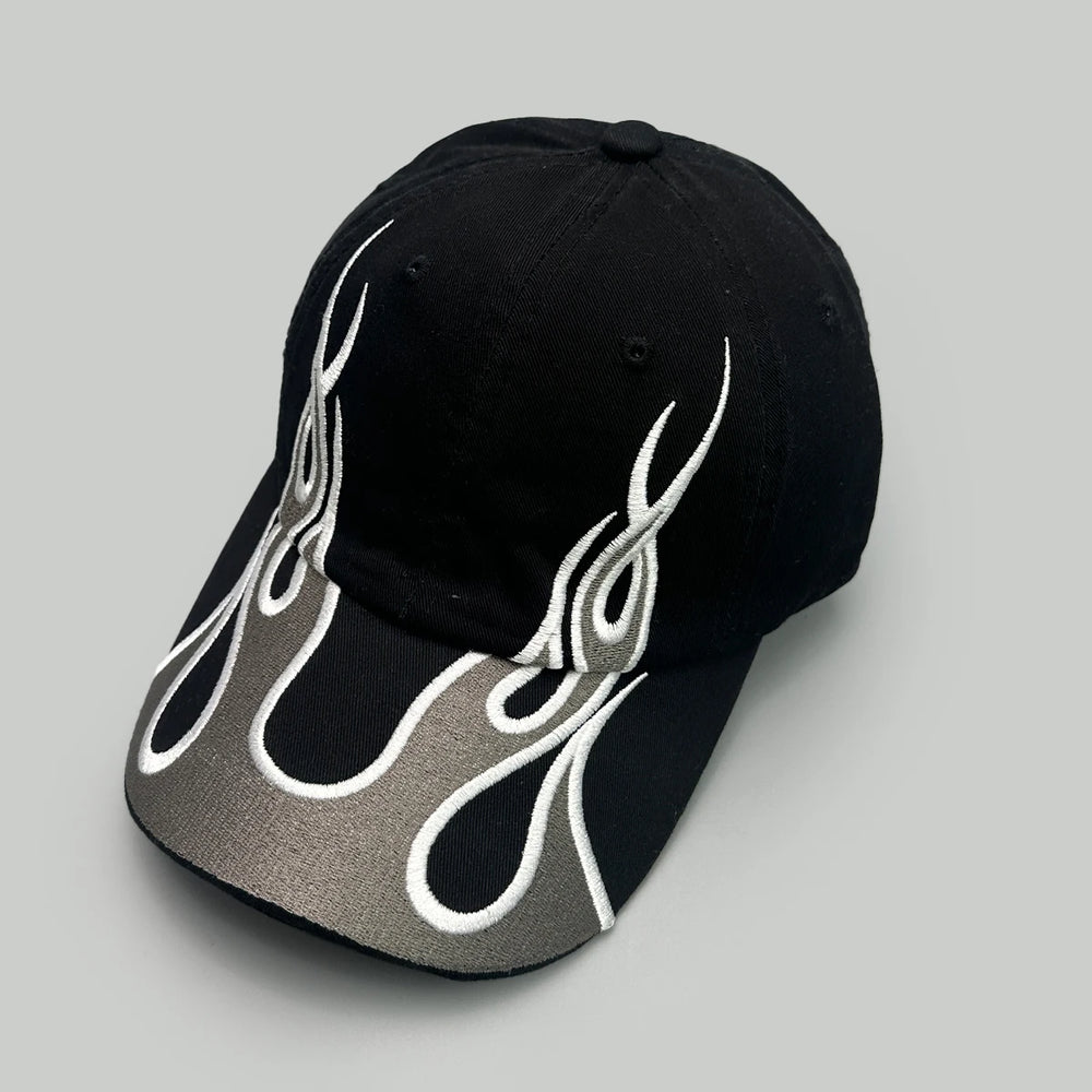 American Embroidered Flame Double-Edged Blade Baseball Hats New Men Women Sunshade Personal Versatile Niche Fashion Peaked Caps