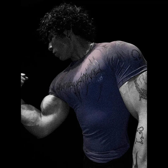 Gothic Battle Axe Short Sleeved Men'S Quick Drying Stretch Fitness Suit for Summer Sports with Tight Compression Cuffs T-Shirt