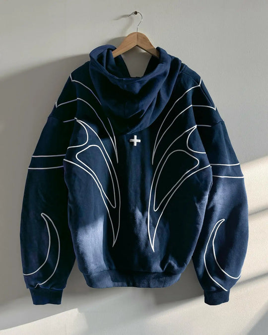 2026 American Style Oversized Embroidered Hoodie Mens Womens Street Hip Hop Unique Double Zipper Design Casual Sweatshirt