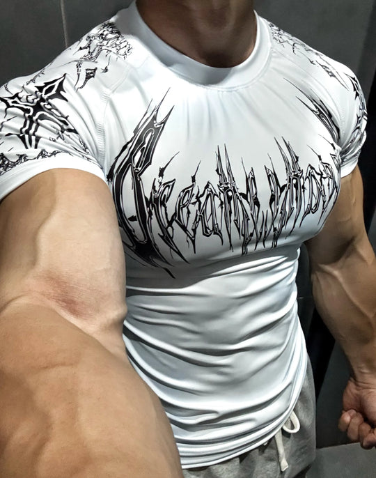 1-piece Men's Sports Quick Drying Round Neck Compression T-shirt Sports Running Fitness Short Sleeved T-shirt