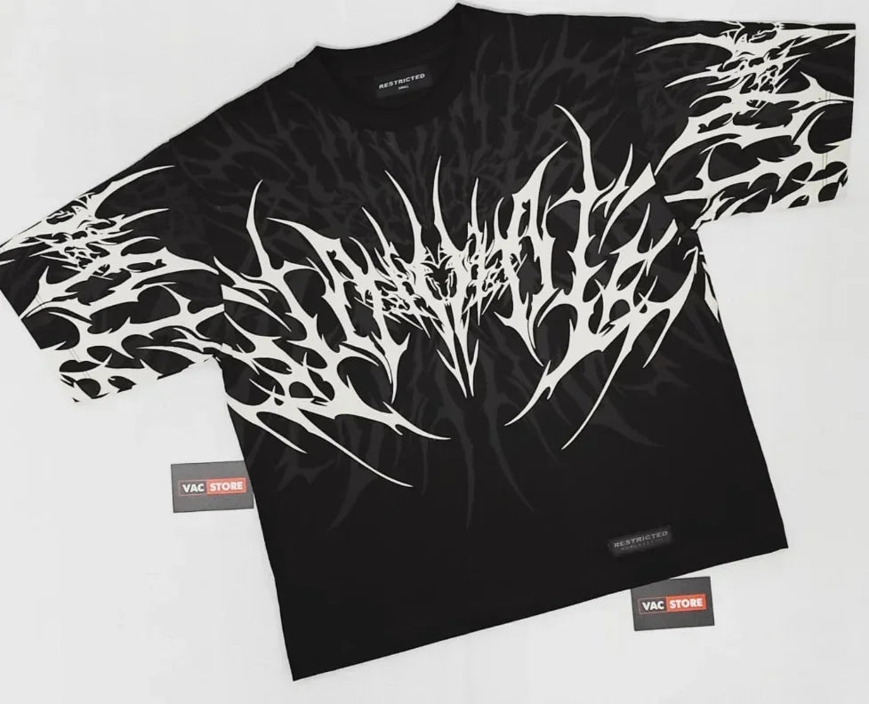 Cyberpunk Gothic T Shirt Edgy Thorn Texture Print Pure Cotton Streetwear Fashion Graphic Tee Urban Style Comfortable Fit