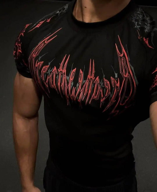 1-piece Men's Sports Quick Drying Round Neck Compression T-shirt Sports Running Fitness Short Sleeved T-shirt