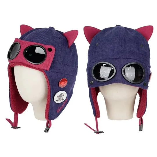 AconaStudio Fleece Pilot Bomber Hat – fleece-lined, cat-ear detailing
