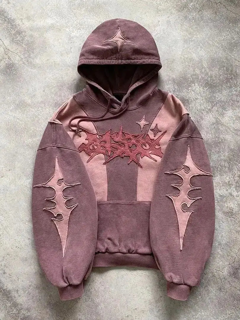 AconaStudio Nightstar College Hoodie – oversized pullover, contrast graphics