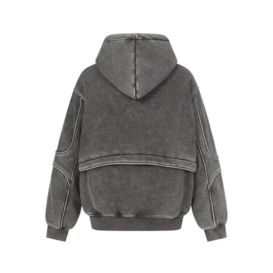 AconaStudio Layered Distressed Hoodie – heavyweight, washed finish