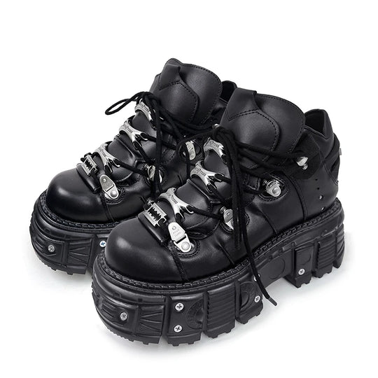 Gothic Buckle Platform Boots