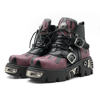 Purple Flames Platform Boots