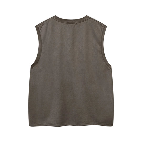 Hip Hop Tank Tops Men Suede Print Sleeveless T-Shirt Streetwear American Punk Y2K Harajuku Fashion Summer Vests Mens Clothing