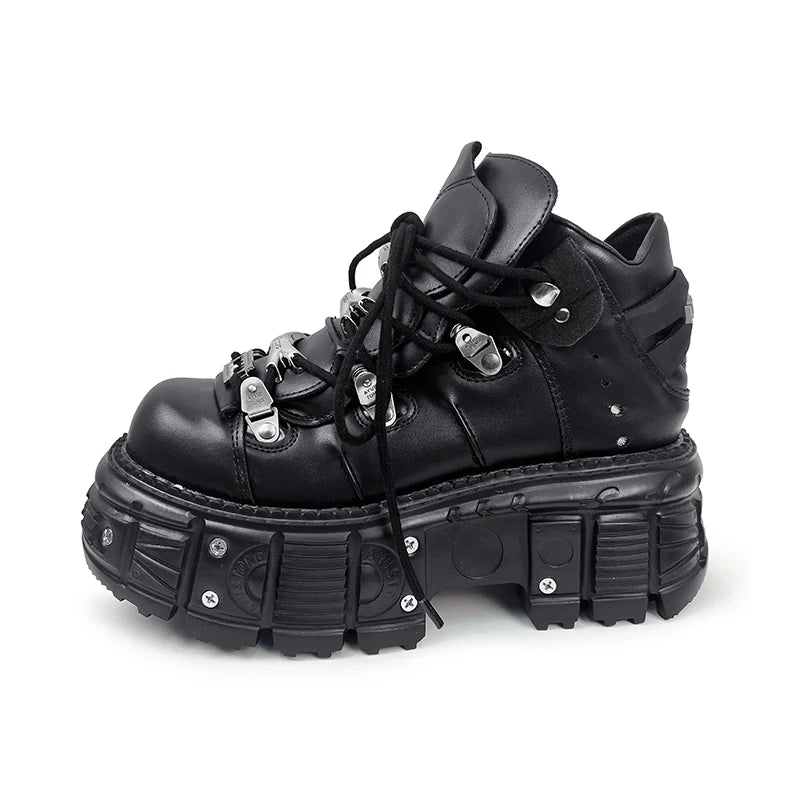 Gothic Buckle Platform Boots