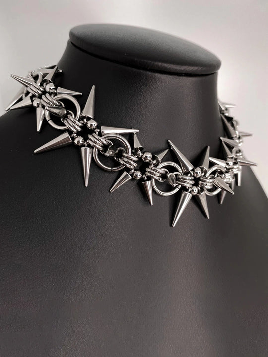 Spike Ring Chain Necklace