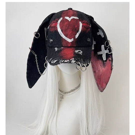 NEW Y2K Girl New Jeans Stereoscopic Ears Cowboy Baseball Hat Wash Graffiti Hip Hop Cap Women Men Party Team Baseball Cap