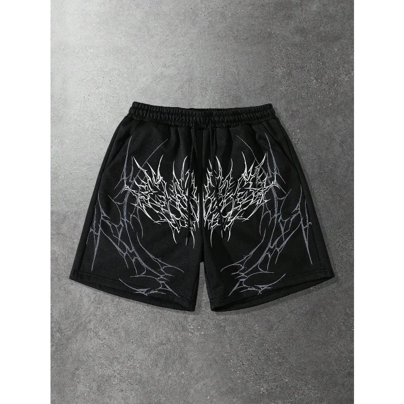American Fashion Men'S Dark Gothic Style Casual Street Style Sports Men'S Sports Leisure Fitness Shorts Summer New Unisex Style