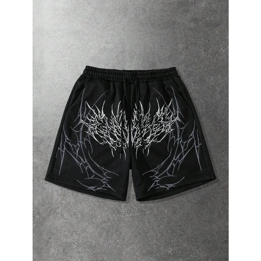 American Fashion Men'S Dark Gothic Style Casual Street Style Sports Men'S Sports Leisure Fitness Shorts Summer New Unisex Style